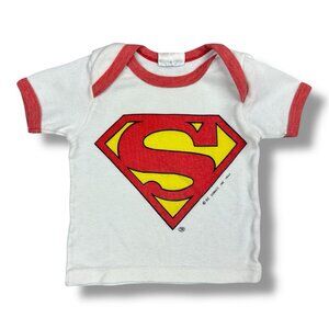 Vtg Superman Baby Ringer Shirt 12 Mo Dawnelle DC Comics C 1944 Pullover Infant